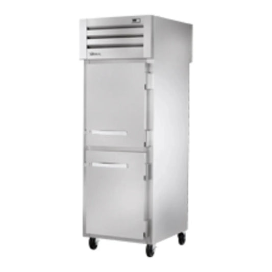 True  27 1/2" Spec Series Stainless Steel Pass-Through Refrigerator with1 Glass Door and 2 Solid Doors, Silver, 115v/1ph - STR1RPT-2HS-1G-HC