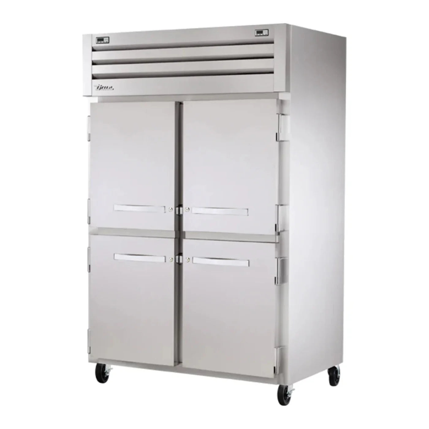 True  52 5/8" Spec Series Stainless Steel Two Section Commercial Combo Refrigerator Freezer with Solid Doors and Dual Temperature, 115v/1ph - STR2DT-4HS