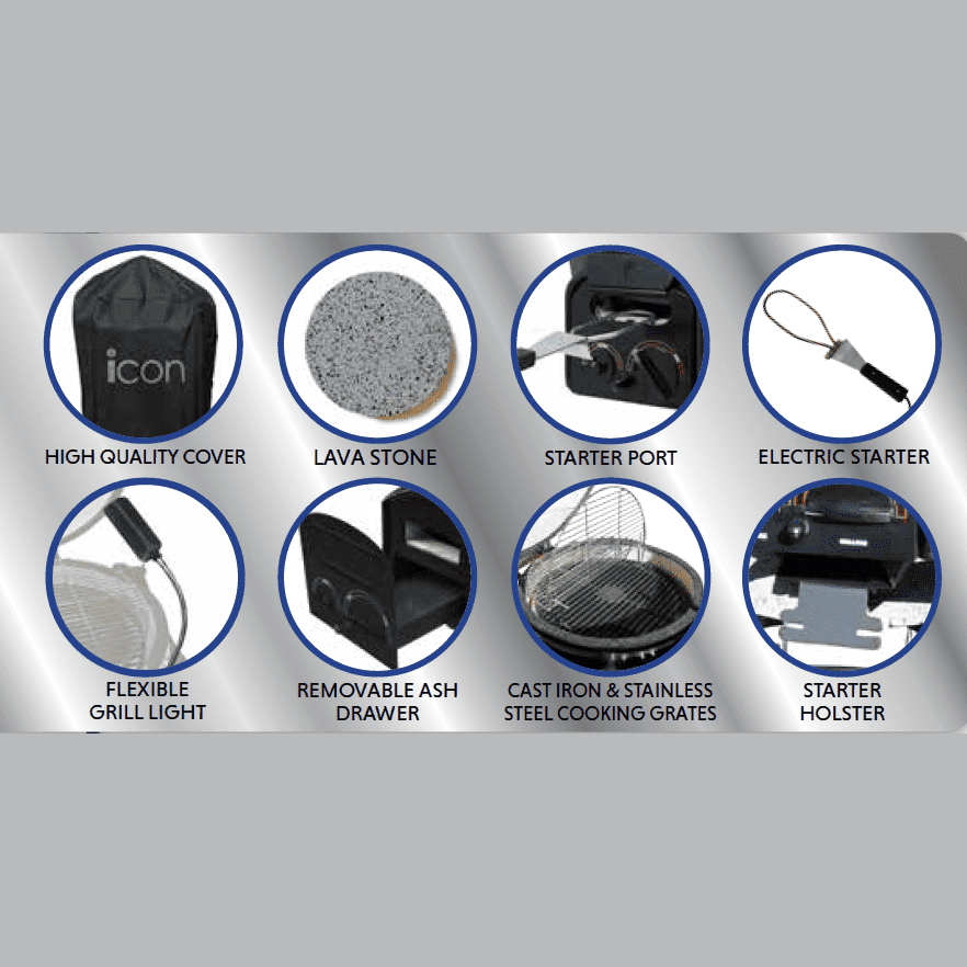 Vision Grills Elite | Icon 600 Series Grill | Charcoal Gas Compatible - ICON - CG-600 - Black