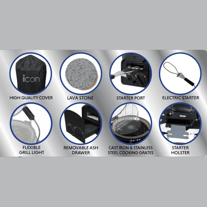 Vision Grills Elite | Icon 600 Series Grill | Charcoal Gas Compatible - ICON - CG-600 - Black