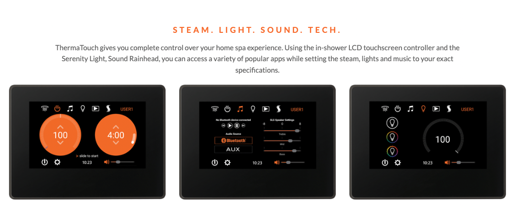 ThermaSol Waterproof 7" Smart Shower Controller The "ThermaTouch" Steam Shower Control Unit