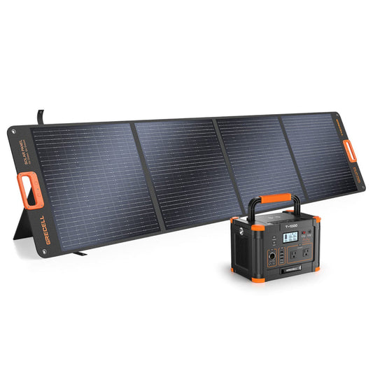 GRECELL 1000W Portable Power Station With Foldable Solar Panel -  GR-SE0003+DYZDB0001AGE*2