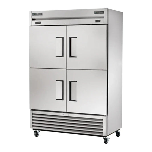 True  54" T-Series Stainless Steel and Aluminum Two Section Commercial Combo Refrigerator Freezer Solid Doors, Silver, 115v/1ph - T-49DT-4-HC