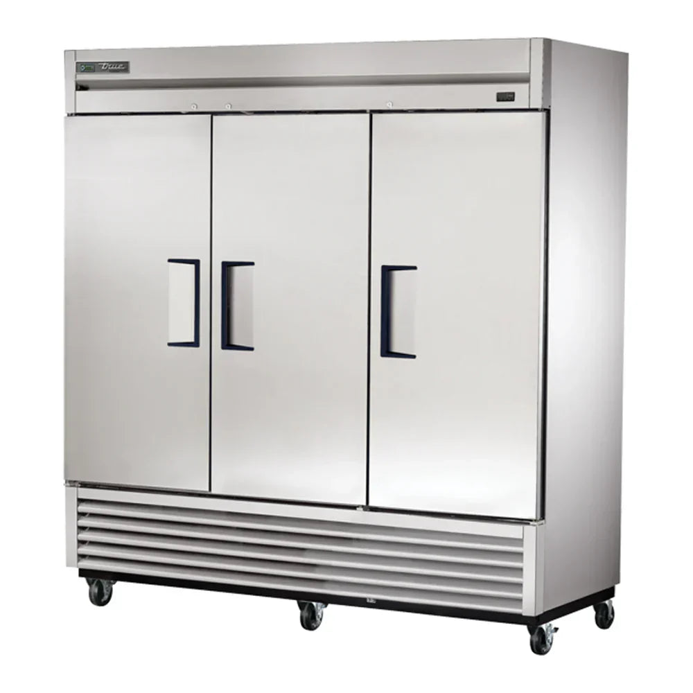 True T-72F-HC 78 1/8" Stainless Steel and Aluminum Back Bar Refrigerator with LED Lighting, Black, 115v/1ph