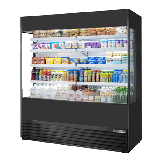 True TOAM-72GS-HC-NSL01 72" TOAM Series Stainless Steel and Aluminum Refrigerated Vertical Open Air Cooler with 5 Levels, Black, 208-230v/1ph - TOAM-72GS-HC-NSL01