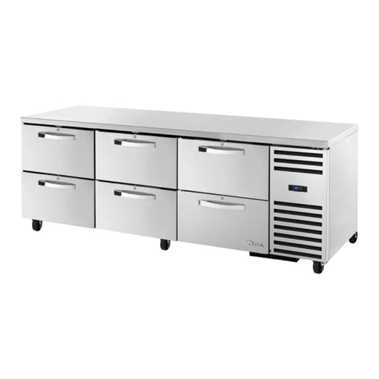 True  93"  SPEC SERIES Stainless Steel Undercounter Refrigerator with Sections and 6 Drawers, and Hydrocarbon Refrigerant, 115v/1ph - TUC-93D-6-HC-SPEC3