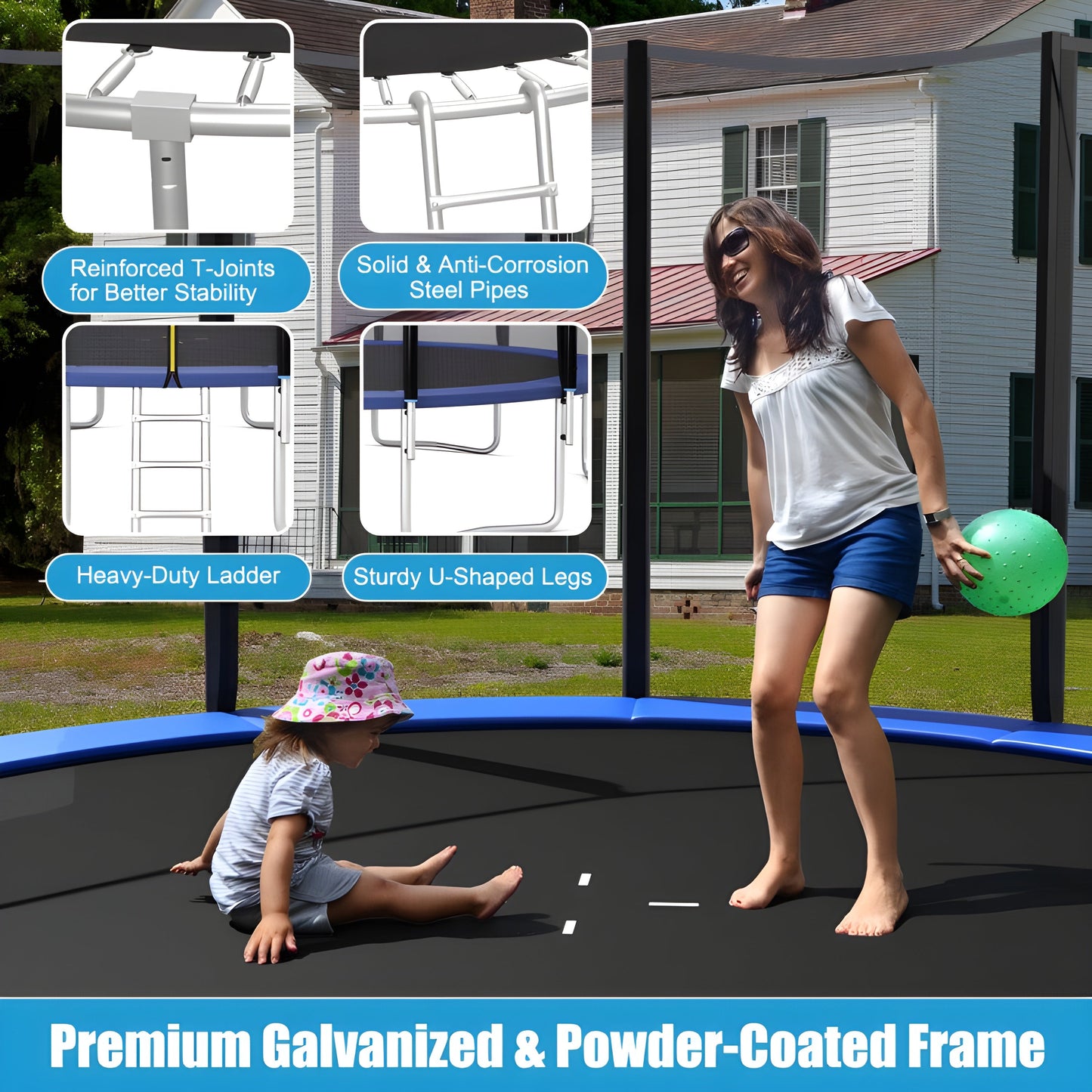 Costway Trampoline 14' Outdoor Recreational with Enclosure Net and Ladder New - TW10041+