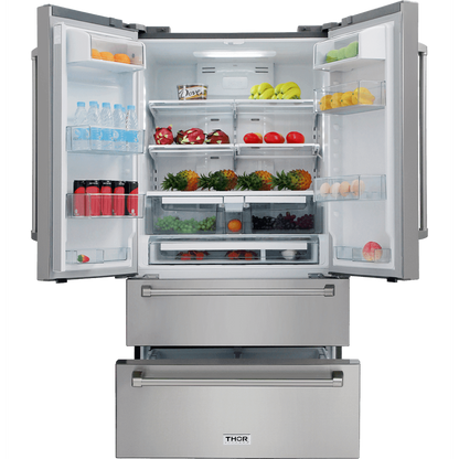Thor Kitchen Appliance Package - 48 in. Gas Range, Range Hood, Dishwasher, Refrigerator, Microwave Drawer, AP-LRG4807U-7