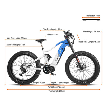 Cyrusher Trident Mid-Drive Ebike 1000W, 52V 20Ah