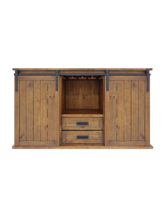 Vinotemp Rustic Wine Credenza with Sliding Doors - B Stock - VT-RUSTICRED3D