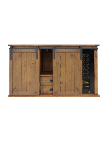 Vinotemp Rustic Wine Credenza with Sliding Doors - B Stock - VT-RUSTICRED3D