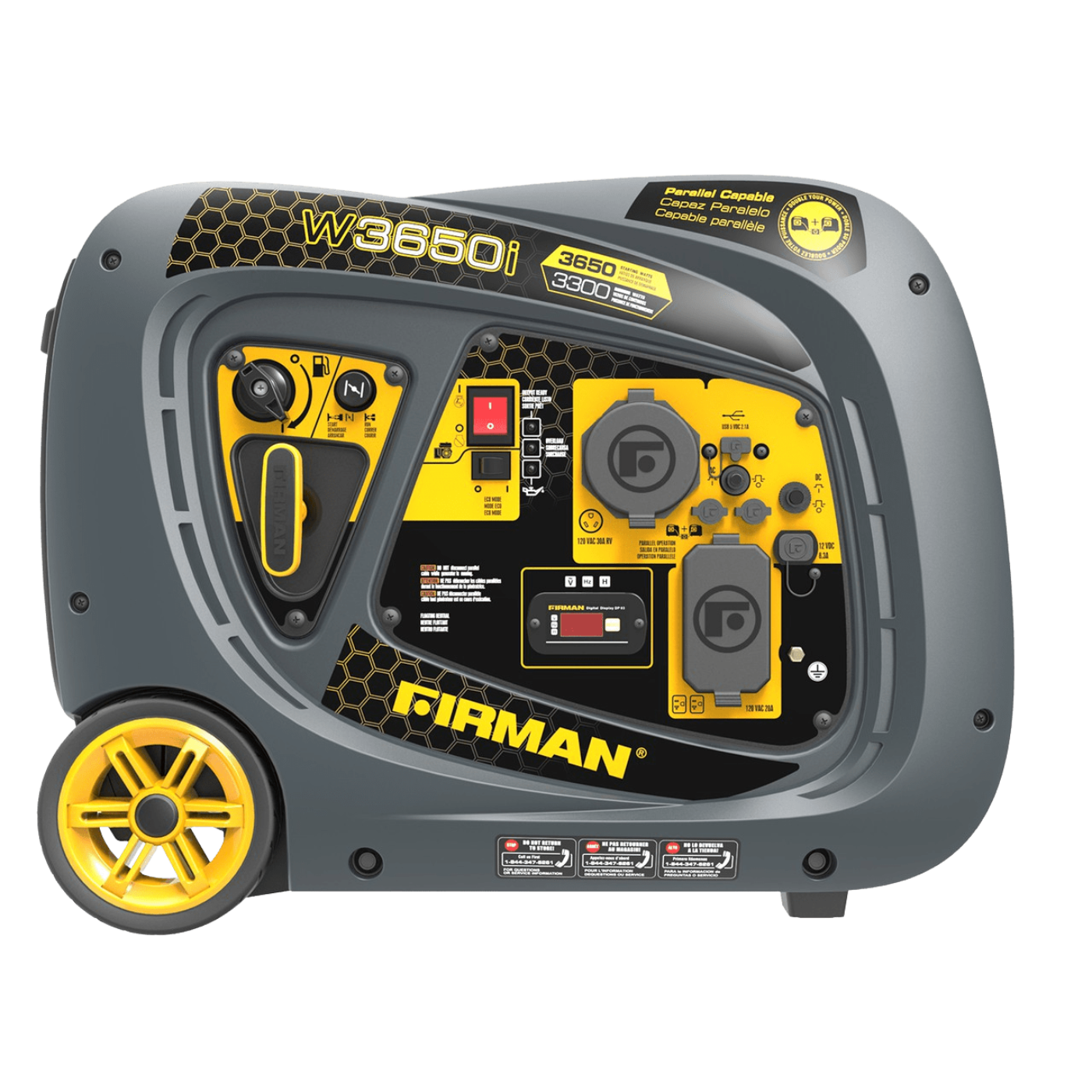 Firman W03381 3300W/3650W 30 Amp Recoil Start Gas Inverter Generator New W03381