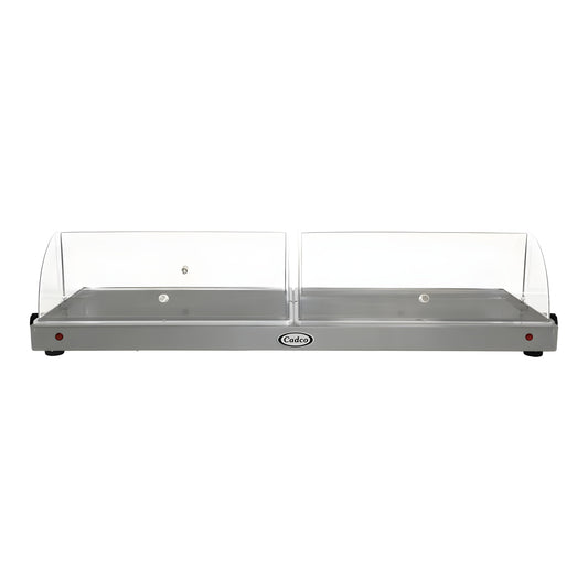 Cadco WTRT-40-HD 45" x 14 3/8" x 9 3/4" Electric Heavy-Duty Countertop Warming Shelf with Roll Top Lids - 120V - WTRT-40-HD