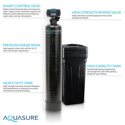 Aquasure Signature Pro | Whole House Water Filter Bundle with 32,000 Grains Softener, 75 GPD Reverse Osmosis System & Triple Purpose Pre-Filter - AS-WHF32D