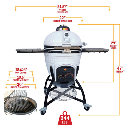 Elite | XR402 Deluxe Ceramic Kamado Grill | Charcoal Gas Compatible