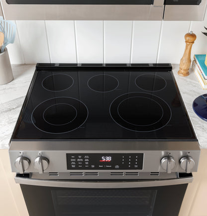 GE APPLIANCES GRF600AVBB GE(R) 30" Free-Standing Electric Convection Range with No Preheat Air Fry and EasyWash(TM) Oven Tray -GRF600AVBB-KT