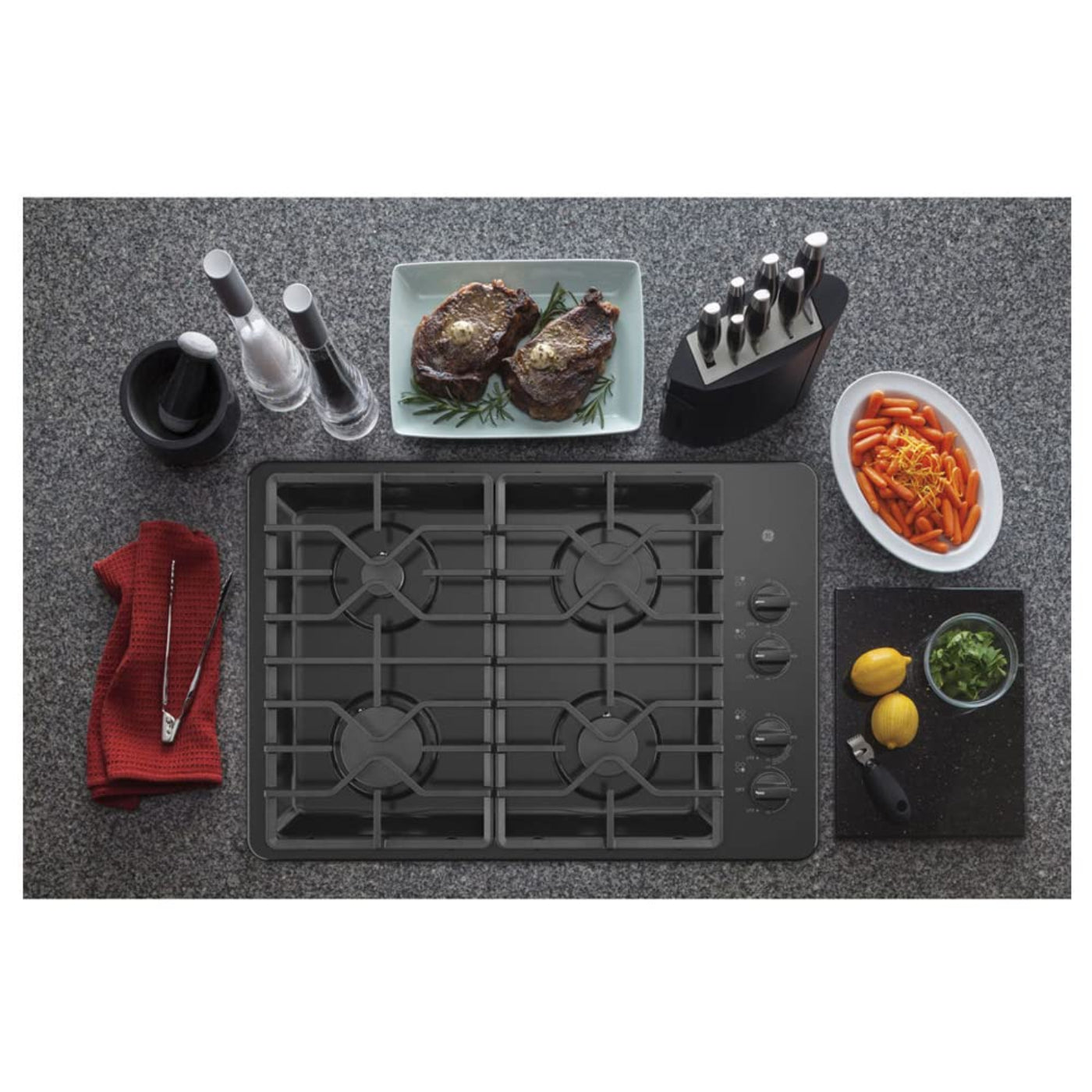 GE APPLIANCES JGP3030DLBB GE(R) 30" Built-In Gas Cooktop with Dishwasher-Safe Grates - JGP3030DLBB-KT