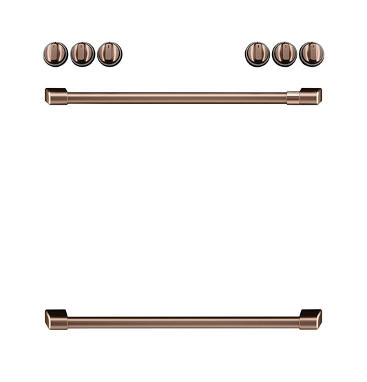 Café Front Control Electric Knobs and Handles - Brushed Copper - CXFCEHKPMCU-KT