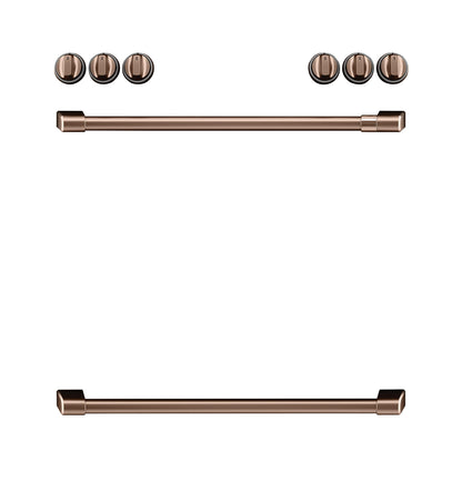 Café Front Control Electric Knobs and Handles - Brushed Copper - CXFCEHKPMCU-KT