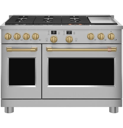 CAFE Café(TM) 48" Brushed Brass Handle & Knob Set for Pro Range and Rangetop - CXPR8HKPTCG-KT