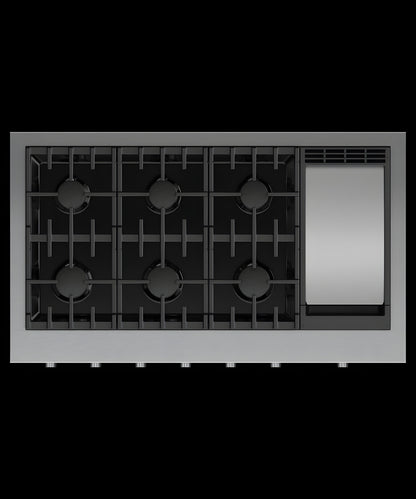 FISHER & PAYKEL RGV3486GDL Gas Range, 48", 6 Burners with Griddle -  RGV3486GDL