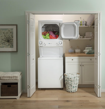 GE Unitized Spacemaker Washer & Electric Dryer, 3.8 cu. ft. Washer - GUD27ESSMWW-KT