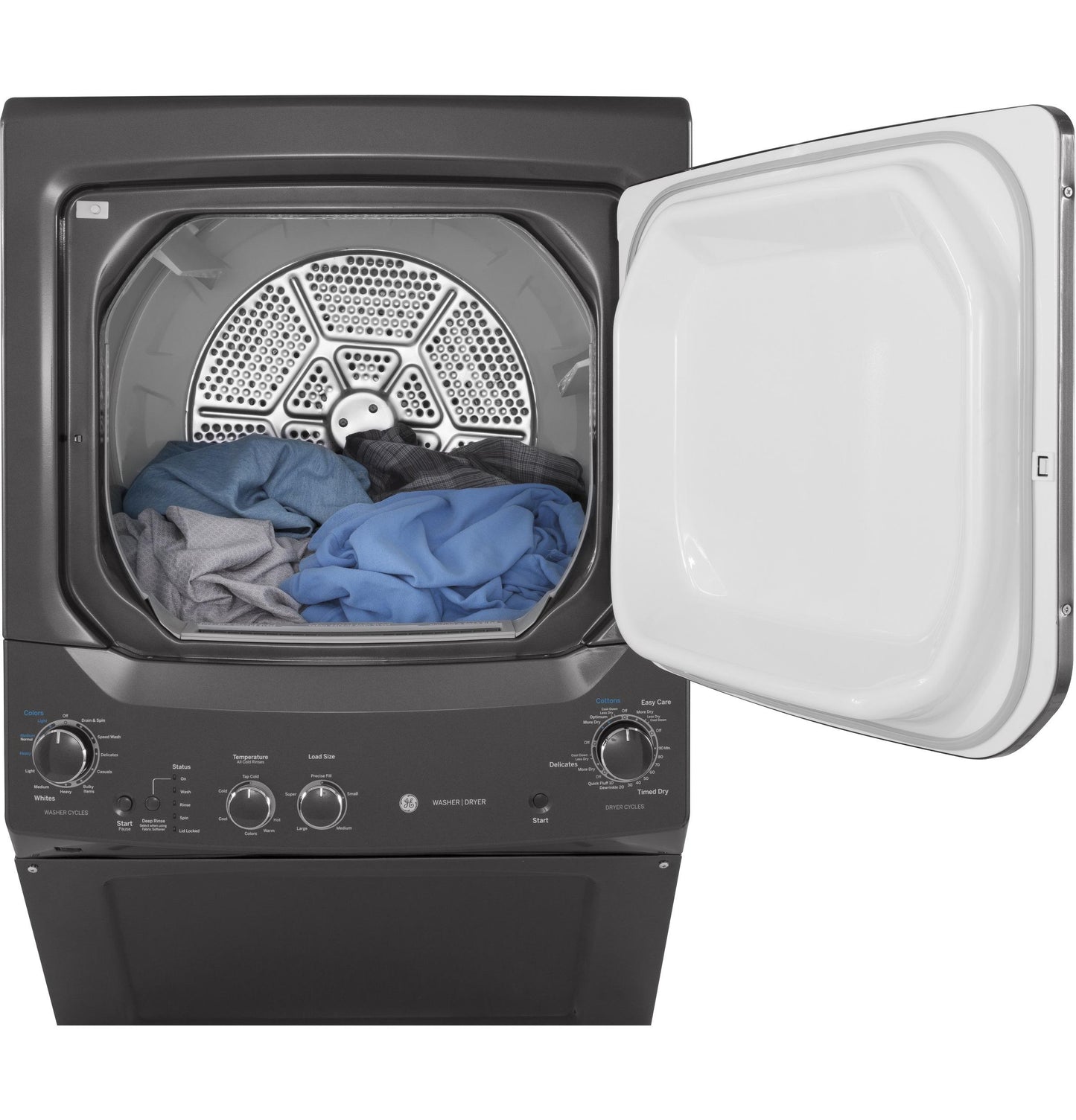 GE APPLIANCES 3.8 cu. ft. Washer & 5.9 cu. ft. Gas Dryer - GUD27GSPMDG-KT