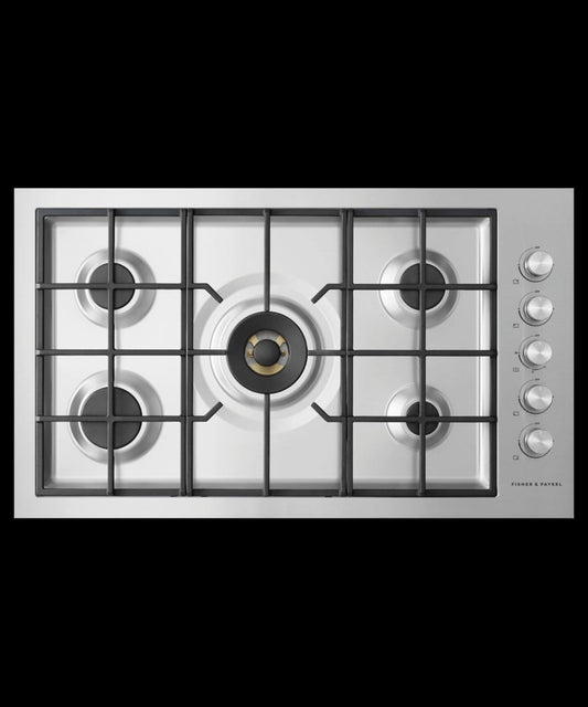 FISHER & PAYKEL CG365DLPRX2N Gas on Steel Cooktop, 36", Flush Fit, LPG - CG365DLPRX2N-KT