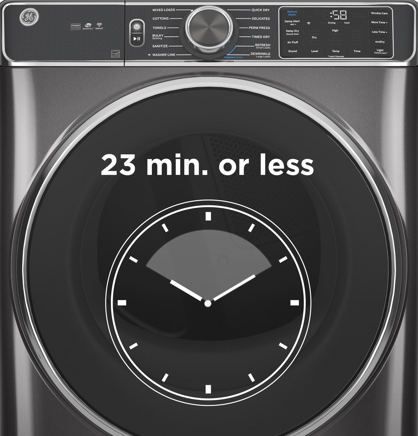 GE APPLIANCES GFD65GSPVDS GE(R) 7.8 cu. ft. Capacity Smart Front Load Gas Dryer with Steam and Sanitize Cycle - GFD65GSPVDS-KT
