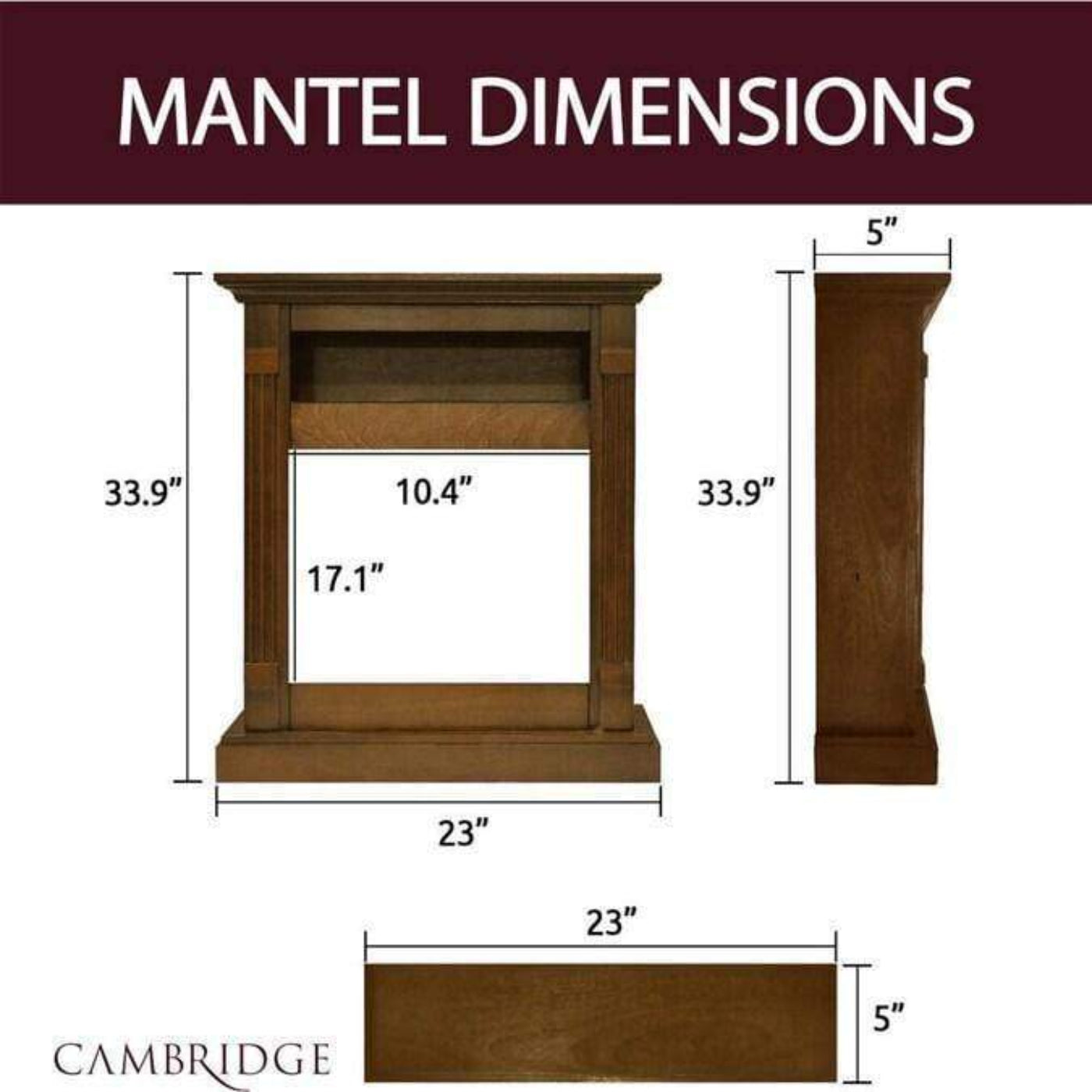 Cambridge Sienna 34 In. Electric Fireplace w/ 1500W Log Insert and Walnut Mantel - CAM3437-1WAL