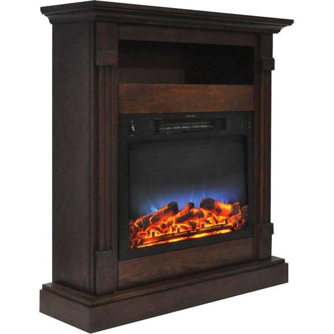 Cambridge Sienna 34 In. Electric Fireplace w/ Enhanced Log Display and Walnut Mantel - CAM3437-1WALLG2