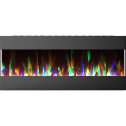 Cambridge 50 In. Recessed Wall Mounted Electric Fireplace with Crystal and LED Color Changing Display, Black - CAM50RECWMEF-1WHT