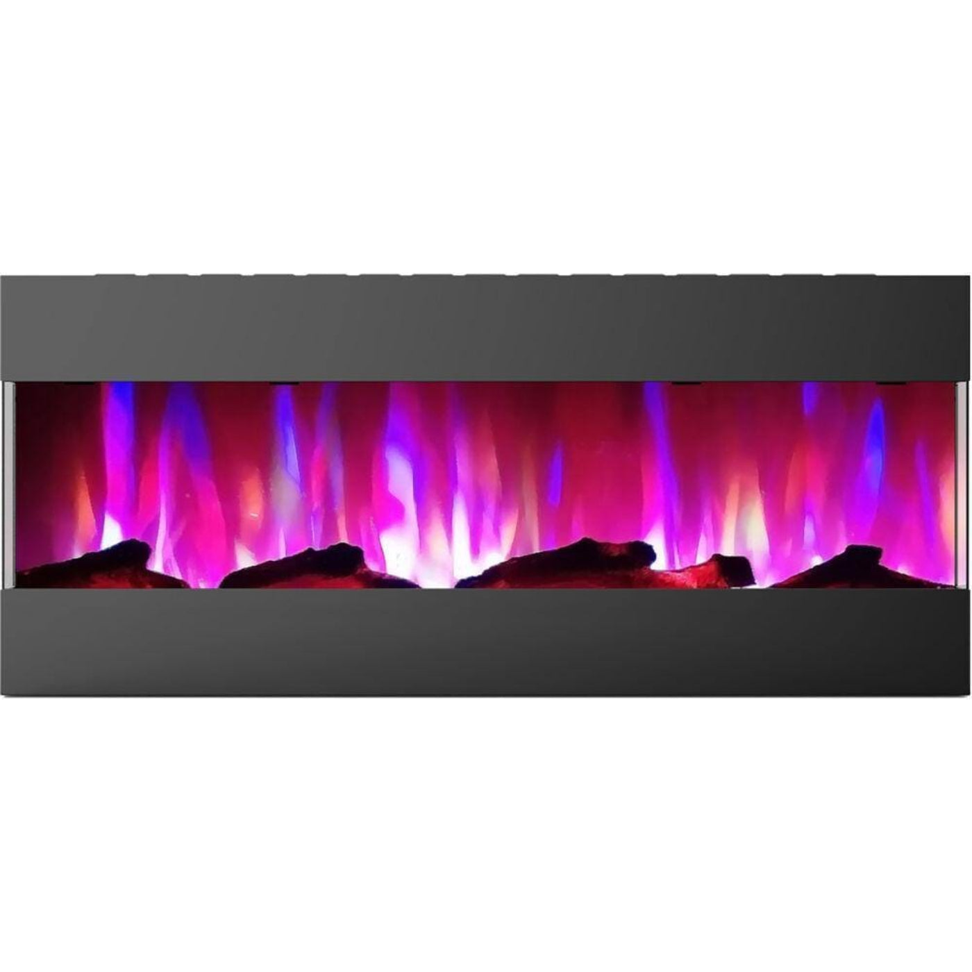 Cambridge 50 In. Recessed Wall Mounted Electric Fireplace with Logs and LED Color Changing Display, Black - CAM50RECWMEF-2WHT
