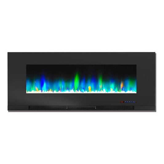 Cambridge 50 In. Wall-Mount Electric Fireplace in Black with Multi-Color Flames and Crystal Rock Display, - CAM50WMEF-1BLK