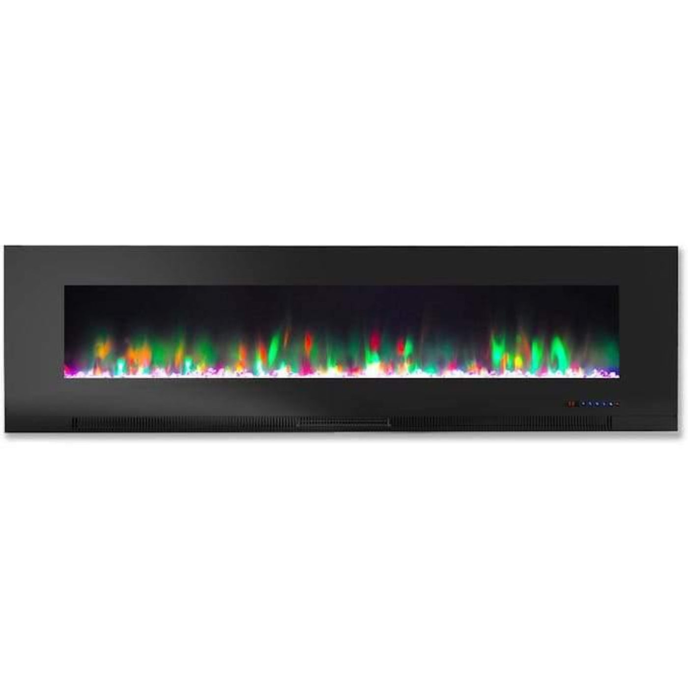 Cambridge 60 In. Wall-Mount Electric Fireplace in Black with Multi-Color Flames and Crystal Rock Display - CAM60WMEF-1BLK