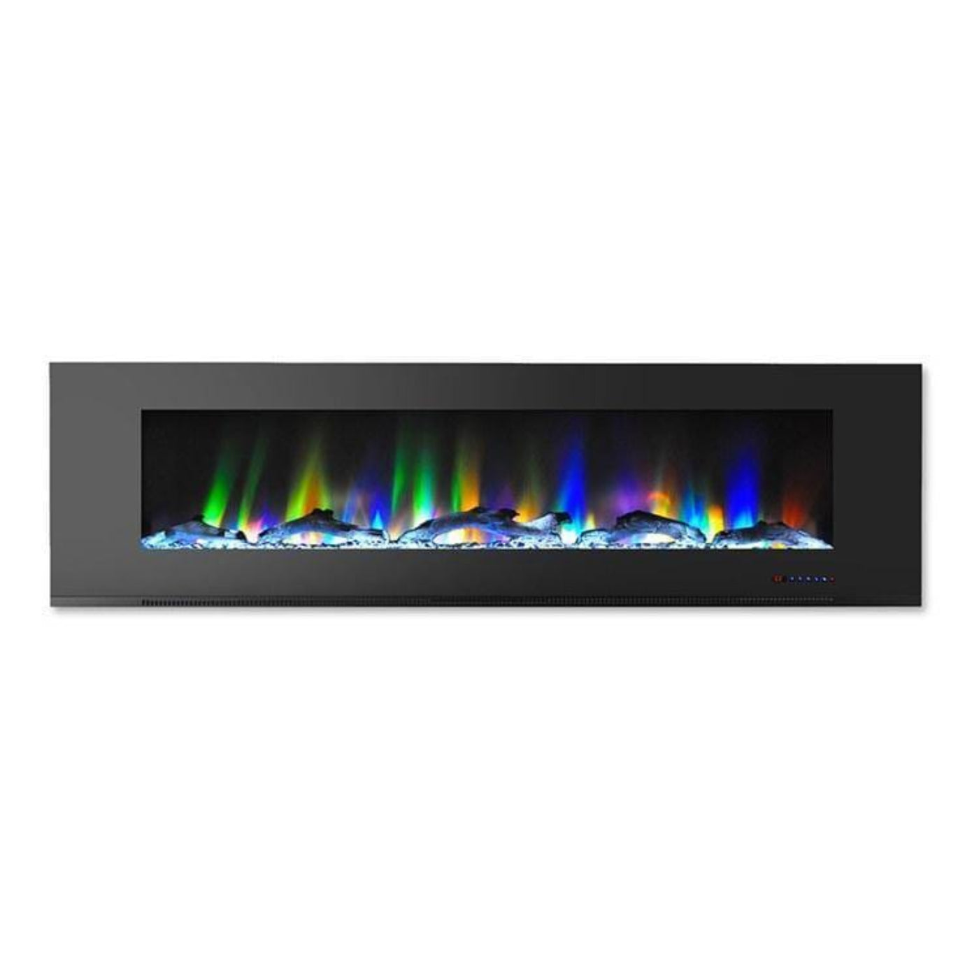 Cambridge 72 In. Wall-Mount Electric Fireplace in Black with Multi-Color Flames and Driftwood Log Display - CAM72WMEF-2BLK