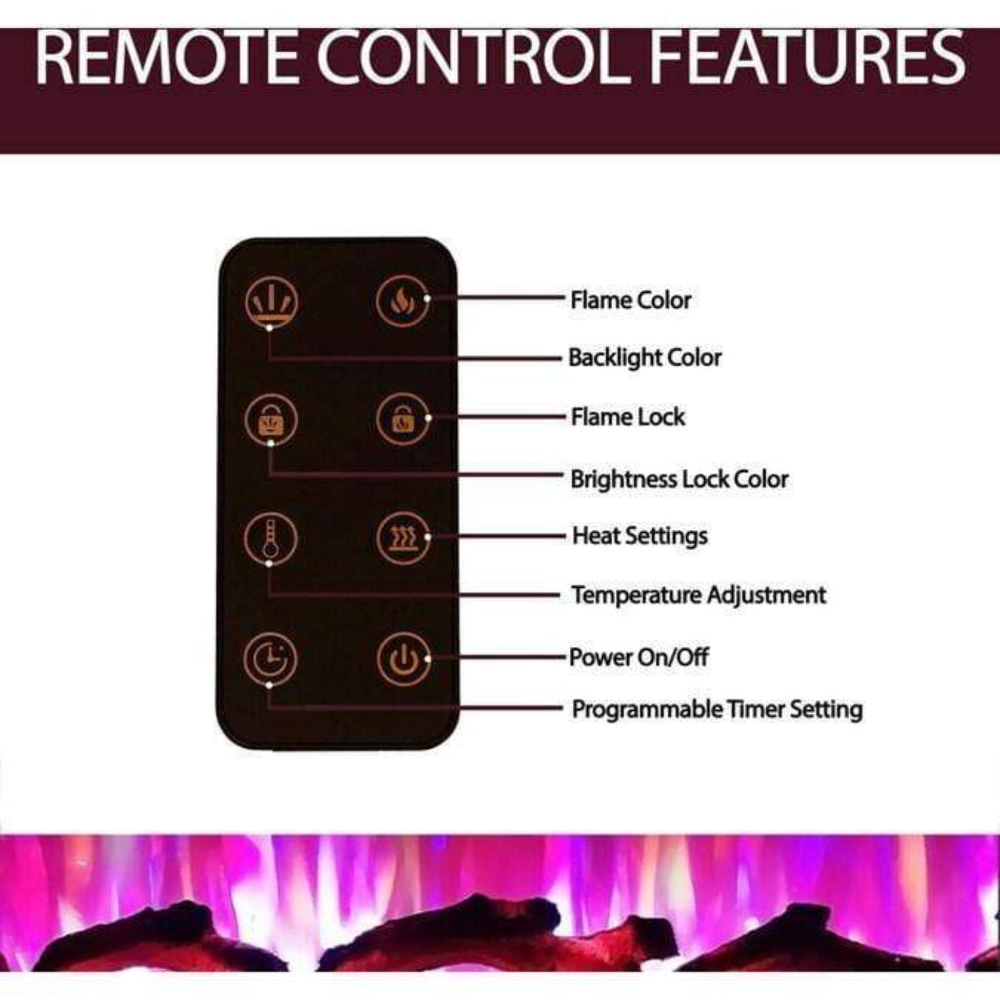 Cambridge 42 In. Recessed Wall Mounted Electric Fireplace with Logs and LED Color Changing Display, Black - CAM42RECWMEF-2BLK