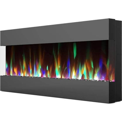 Cambridge 50 In. Recessed Wall Mounted Electric Fireplace with Crystal and LED Color Changing Display, Black - CAM50RECWMEF-1WHT