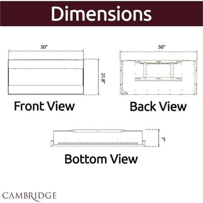 Cambridge 60 In. Recessed Wall-Mounted Electric Fireplace with Crystal and LED Color Changing Display, Black/White - CAM60RECWMEF-1WHT