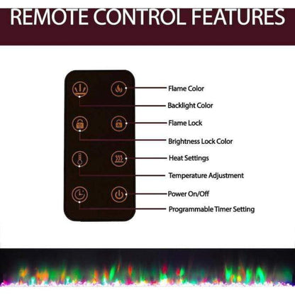 Cambridge 50 In. Recessed Wall Mounted Electric Fireplace with Crystal and LED Color Changing Display, Black - CAM50RECWMEF-1WHT