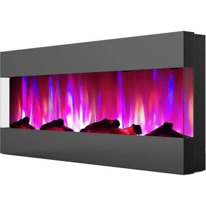Cambridge 60 In. Recessed Wall-Mounted Electric Fireplace with Logs and LED Color Changing Display, Black/White - CAM60RECWMEF-2WHT