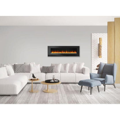 Cambridge 72 In. Wall-Mount Electric Fireplace in Black with Multi-Color Flames and Crystal Rock Display - CAM72WMEF-1BLK
