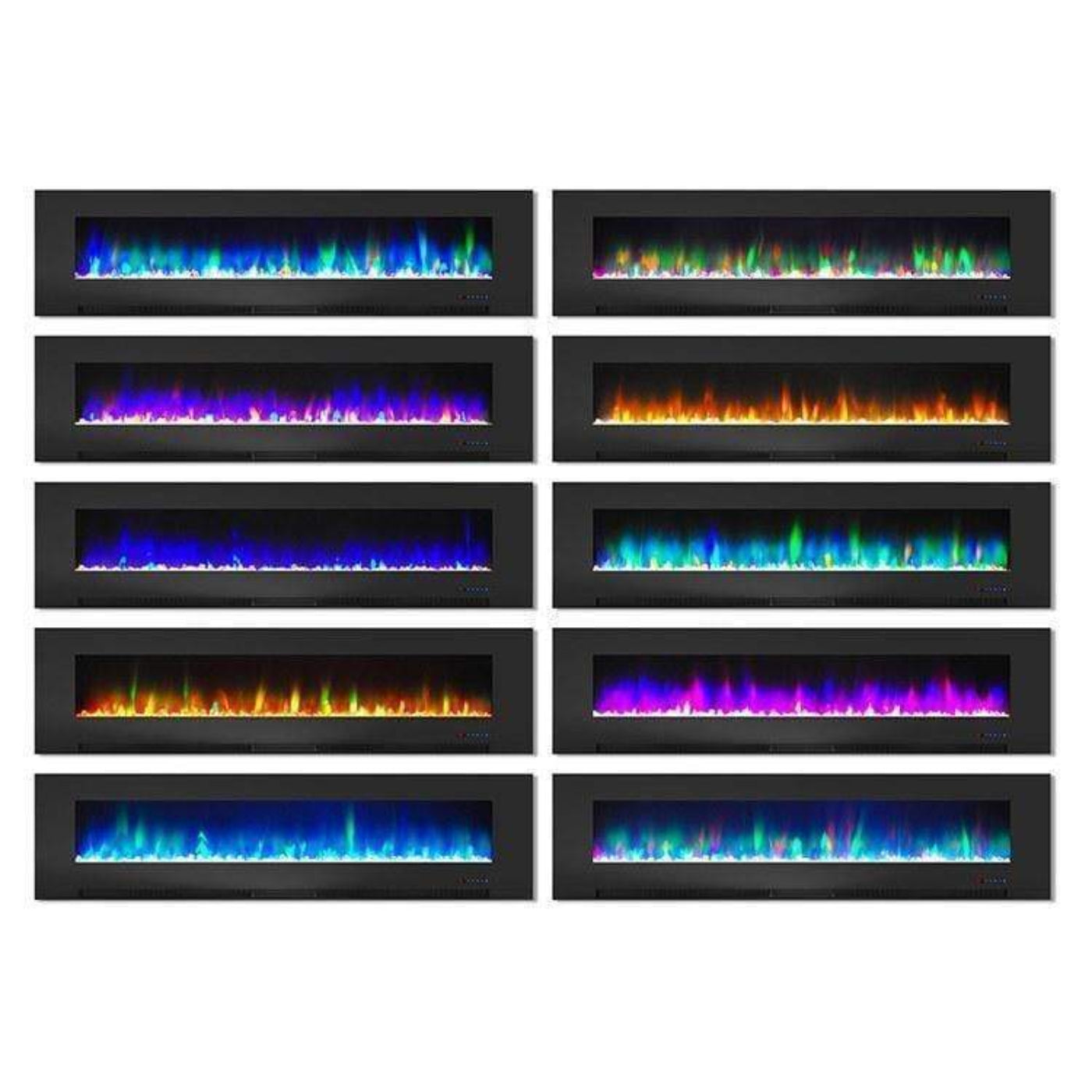 Cambridge 78 In. Wall-Mount Electric Fireplace in Black with Multi-Color Flames and Crystal Rock Display - CAM78WMEF-1BLK
