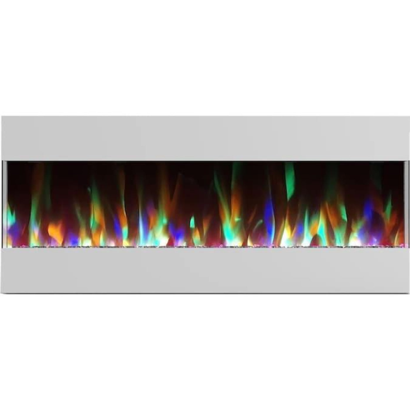 Cambridge 60 In. Recessed Wall-Mounted Electric Fireplace with Crystal and LED Color Changing Display, Black/White - CAM60RECWMEF-1WHT