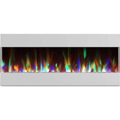 Cambridge 50 In. Recessed Wall Mounted Electric Fireplace with Crystal and LED Color Changing Display, Black - CAM50RECWMEF-1WHT