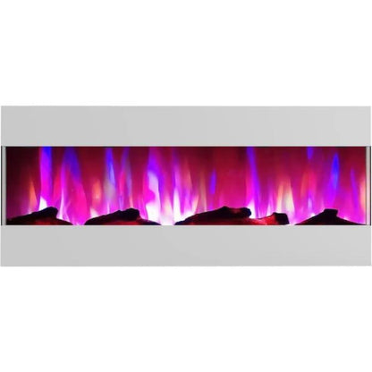 Cambridge 50 In. Recessed Wall Mounted Electric Fireplace with Logs and LED Color Changing Display, Black - CAM50RECWMEF-2WHT
