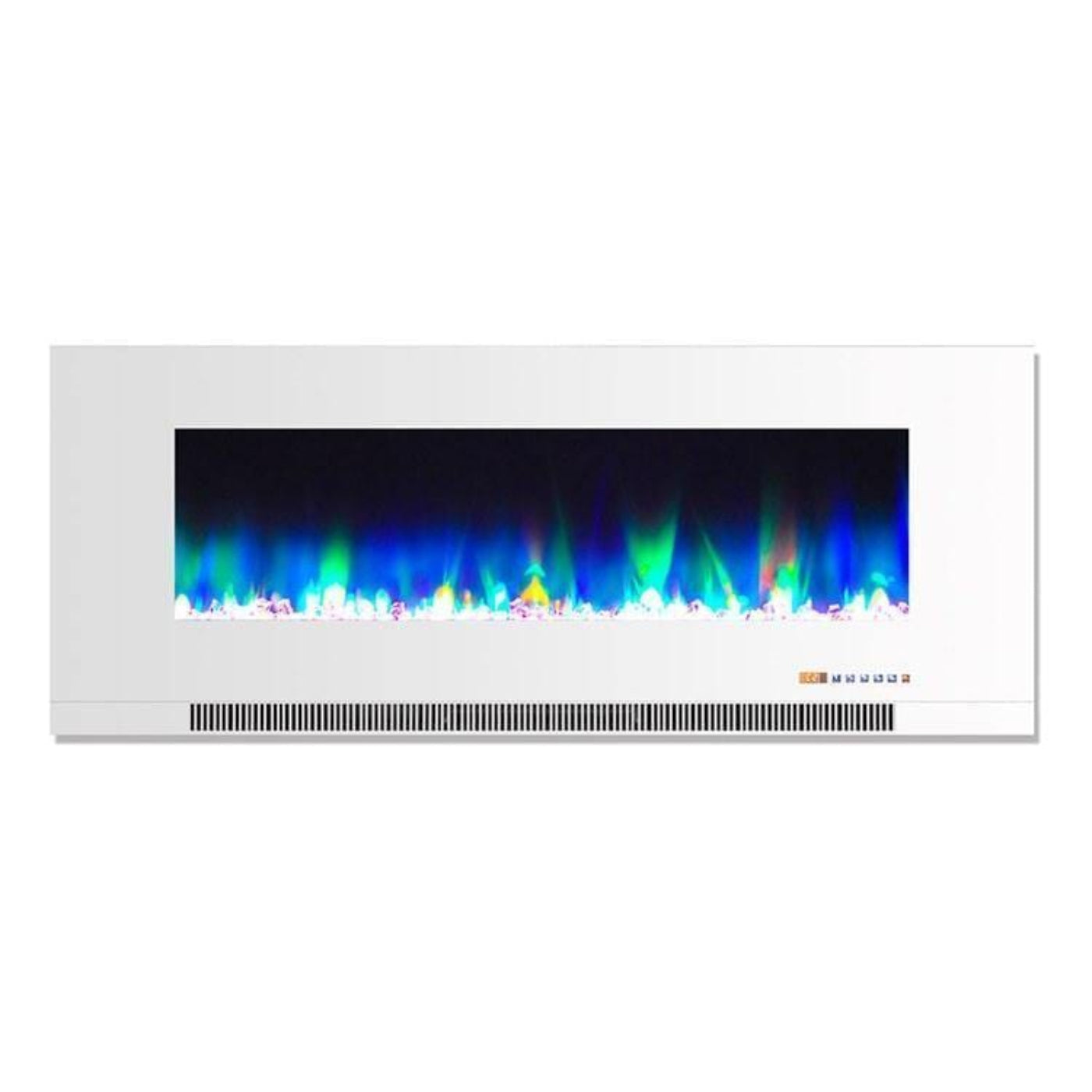 Cambridge 50 In. Wall-Mount Electric Fireplace in Black with Multi-Color Flames and Crystal Rock Display, - CAM50WMEF-1BLK