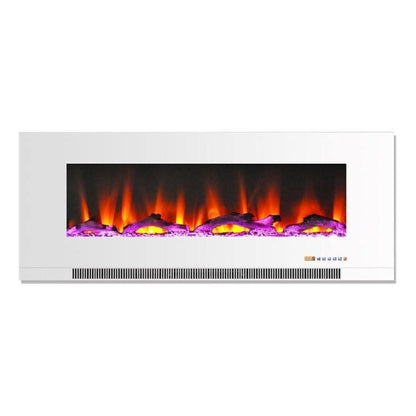 Cambridge 50 In. Wall-Mount Electric Fireplace in Black with Multi-Color Flames and Crystal Rock Display, - CAM50WMEF-2BLK