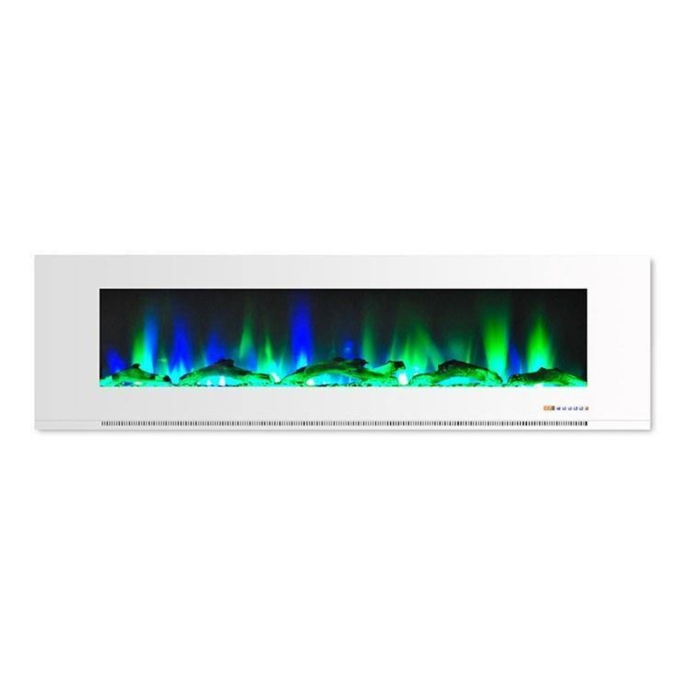Cambridge 72 In. Wall-Mount Electric Fireplace in Black with Multi-Color Flames and Driftwood Log Display - CAM72WMEF-2BLK