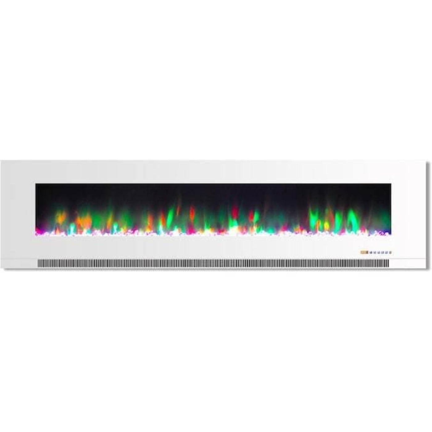 Cambridge 78 In. Wall-Mount Electric Fireplace in Black with Multi-Color Flames and Crystal Rock Display - CAM78WMEF-1BLK